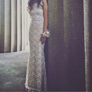 Windsor Lace Prom Dress in Cream